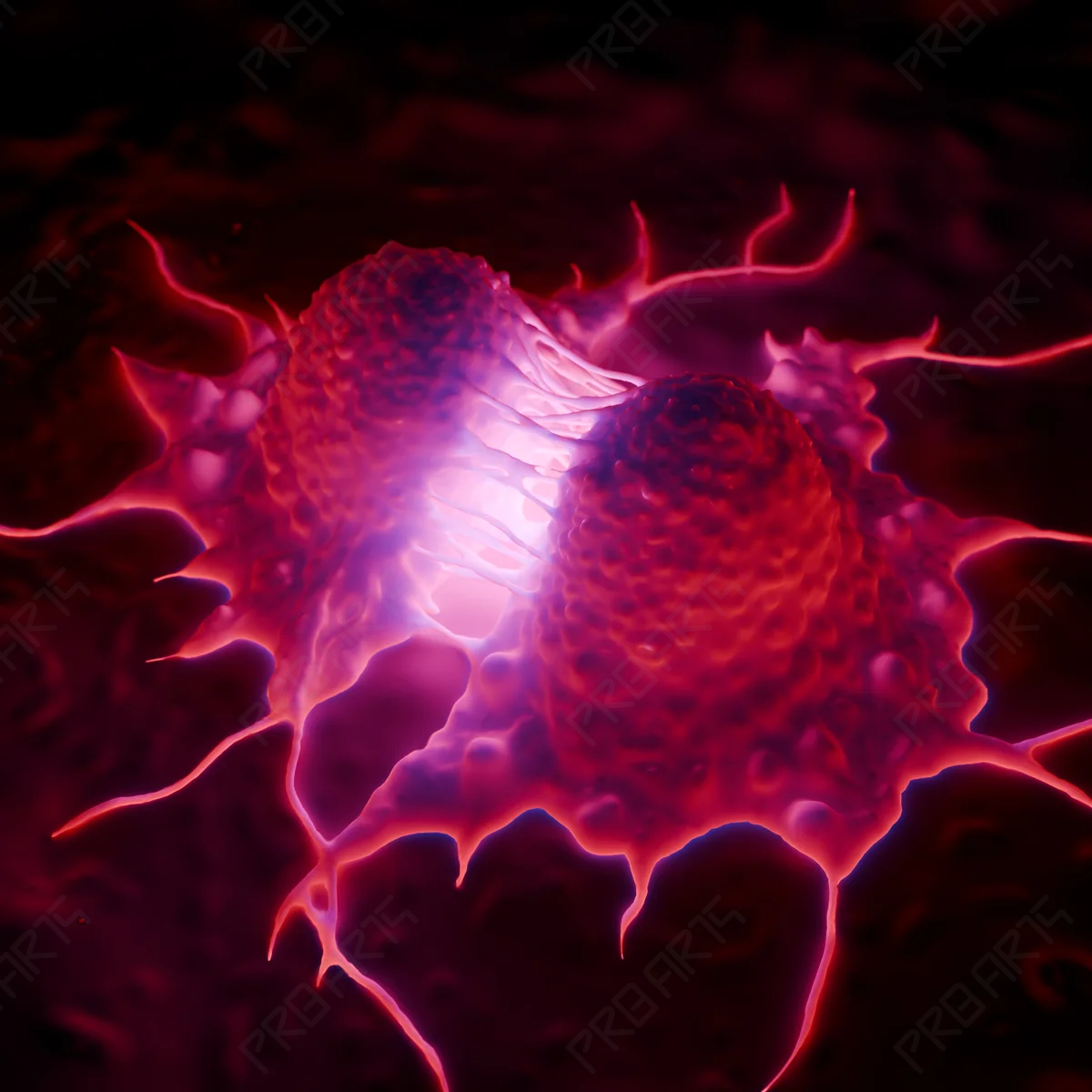 Dividing Skin Cancer Cell (Top View) — 8K Medical Illustration
