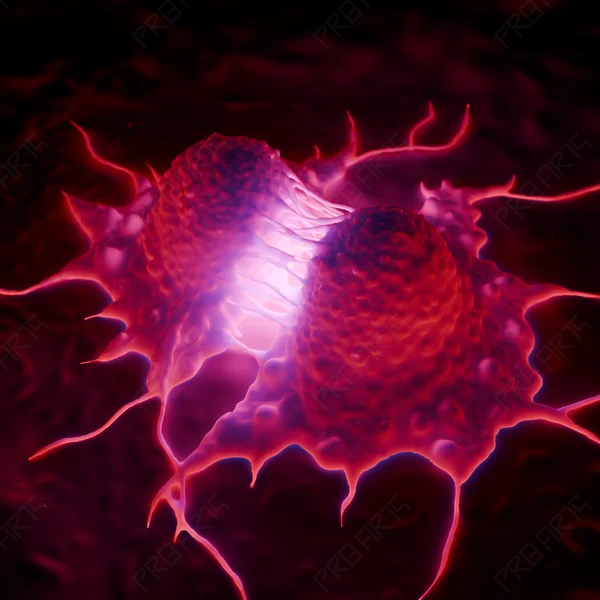 Dividing Skin Cancer Cell (Top View) — 8K Medical Illustration