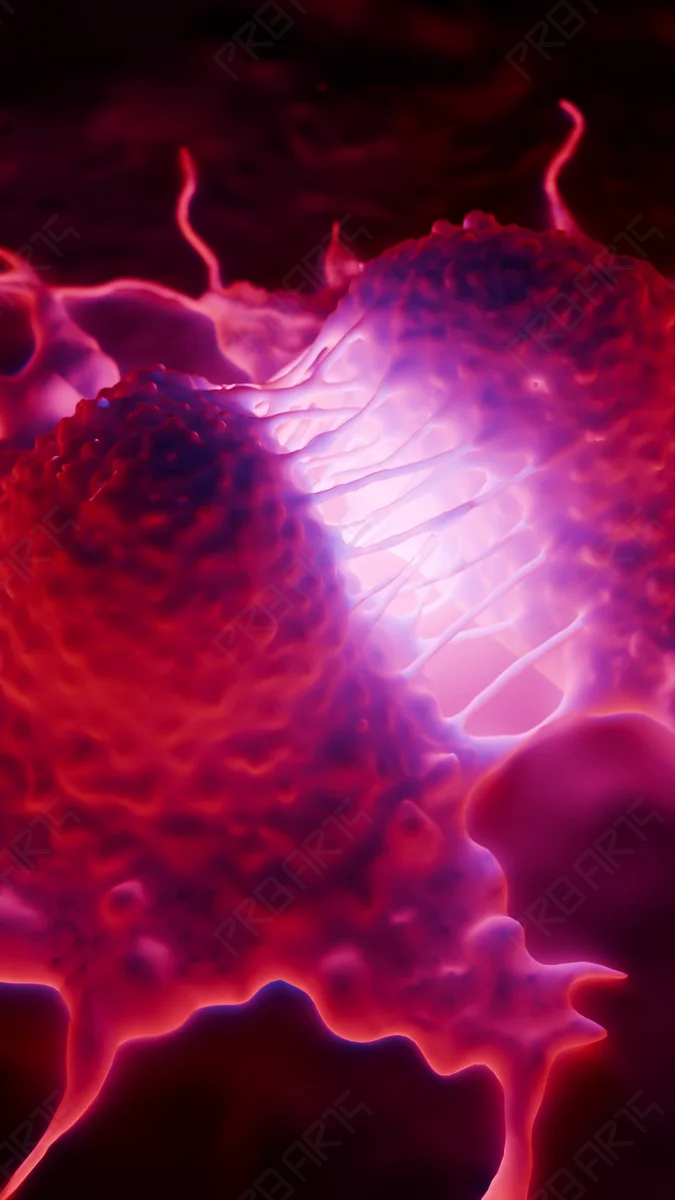 Melanoma Cell Division Close-Up (Vertical 4K Medical Animation) - Scientifically Informed Conceptualization