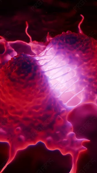 Melanoma Cell Division Close-Up (Vertical 4K Medical Animation)