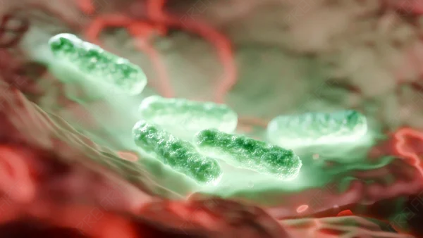 Drifting Bacteria Over Tissue — 4K Animation