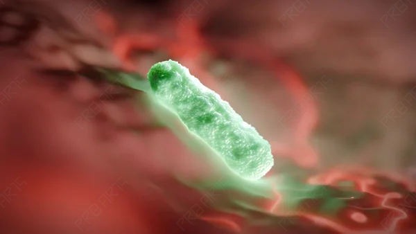 Single Bacterium on Tissue — 4K Animation